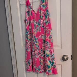 Lilly Pulitzer Bright Pink Tropical Print Tank Dress
